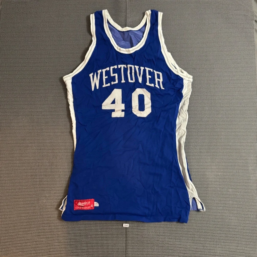 Vintage Rawlings Westover 40 Basketball Jersey Blue White Size 42 Extra Length